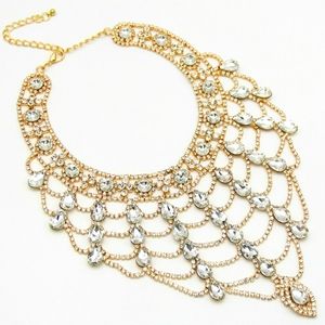 Crystal bib necklace set